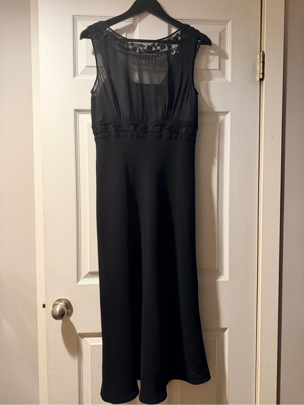 Jones New York Black Maxi Dress with Lace Yoke